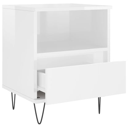 Mesitas Noche 2 Uds Madera Ingeniería Blanco Brillo 40x35x50 Cm_4