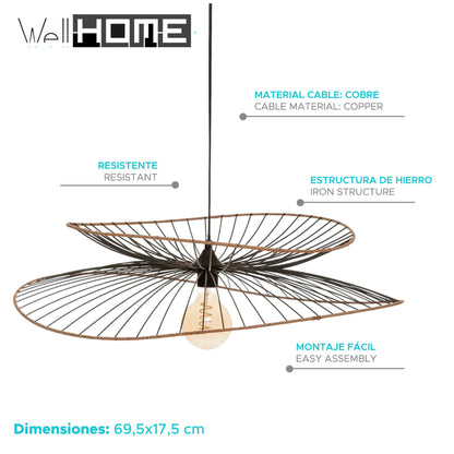 Well Home Lámpara De Suspensión 'alara' Metal Negro Ø69,5x17,5cm