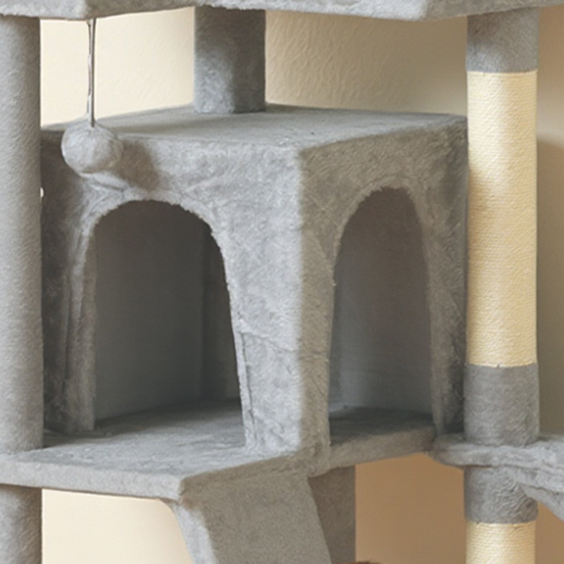 Pawhut Árbol Rascador Para Gatos 160 Cm Con Múltiples Plataformas Gris Claro_3