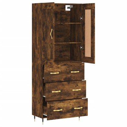 Aparador Alto Madera Contrachapada Roble Ahumado 69,5x34x180 Cm_3