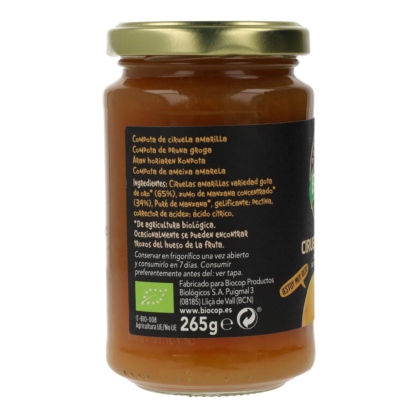 Compota de Ciruela Amarilla BIO Biocop 265g