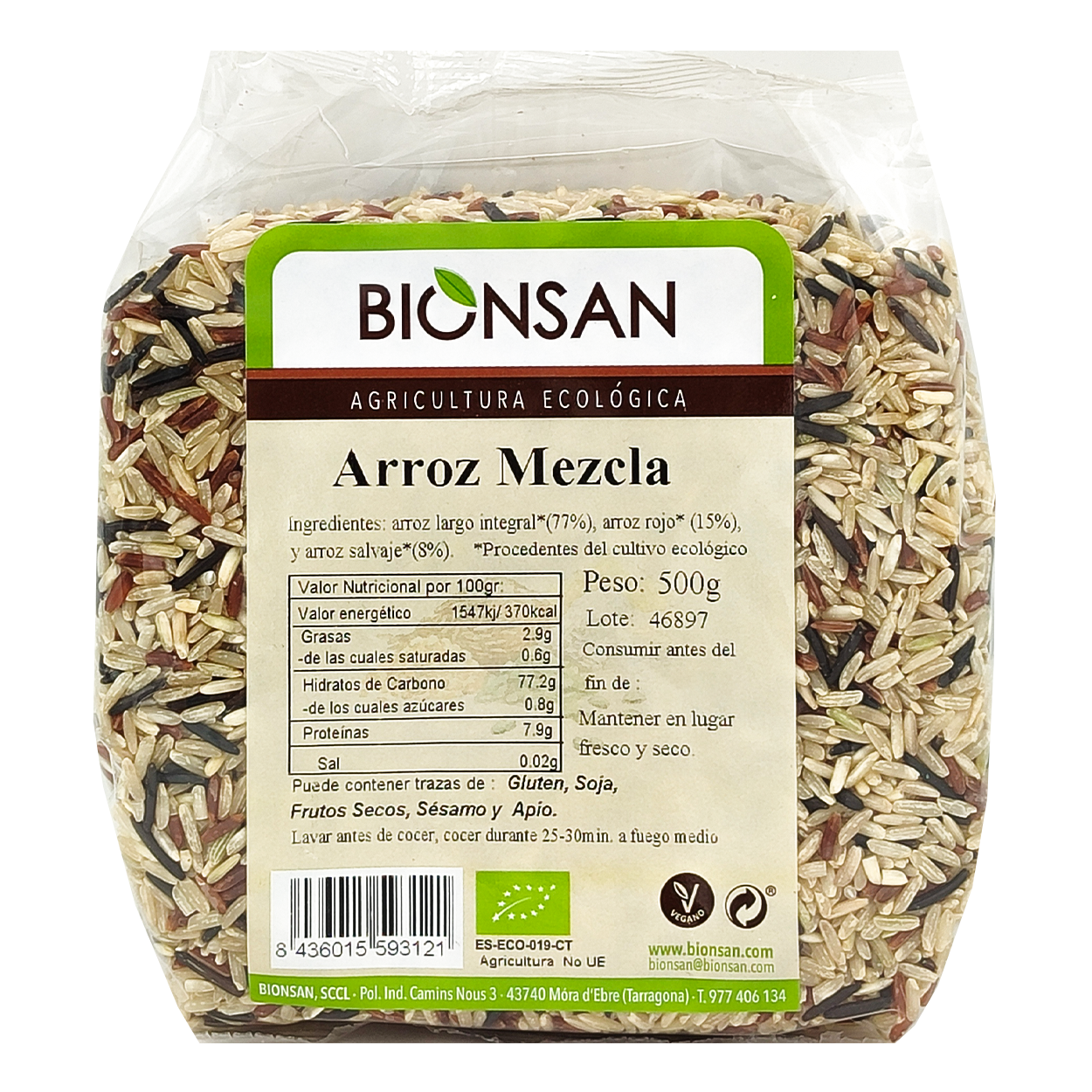 Arroz Mezcla Eco Bionsan (largo Integral, Rojo Y Salvaje) 500gr_0