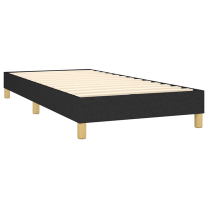 Cama Box Spring Con Colchón Y Led Tela Negro 90x190 Cm / Vetonek_2