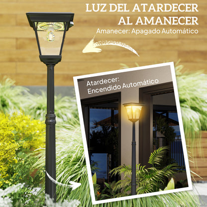 Outsunny Farola Solar Exterior Con Panel Solar Luces Led Sensor De Movimiento_5