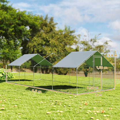 Pawhut Gallinero Para Exterior Grande 6,8x3x1,9 M 20,4 M² Con Cubierta Cerradura_2