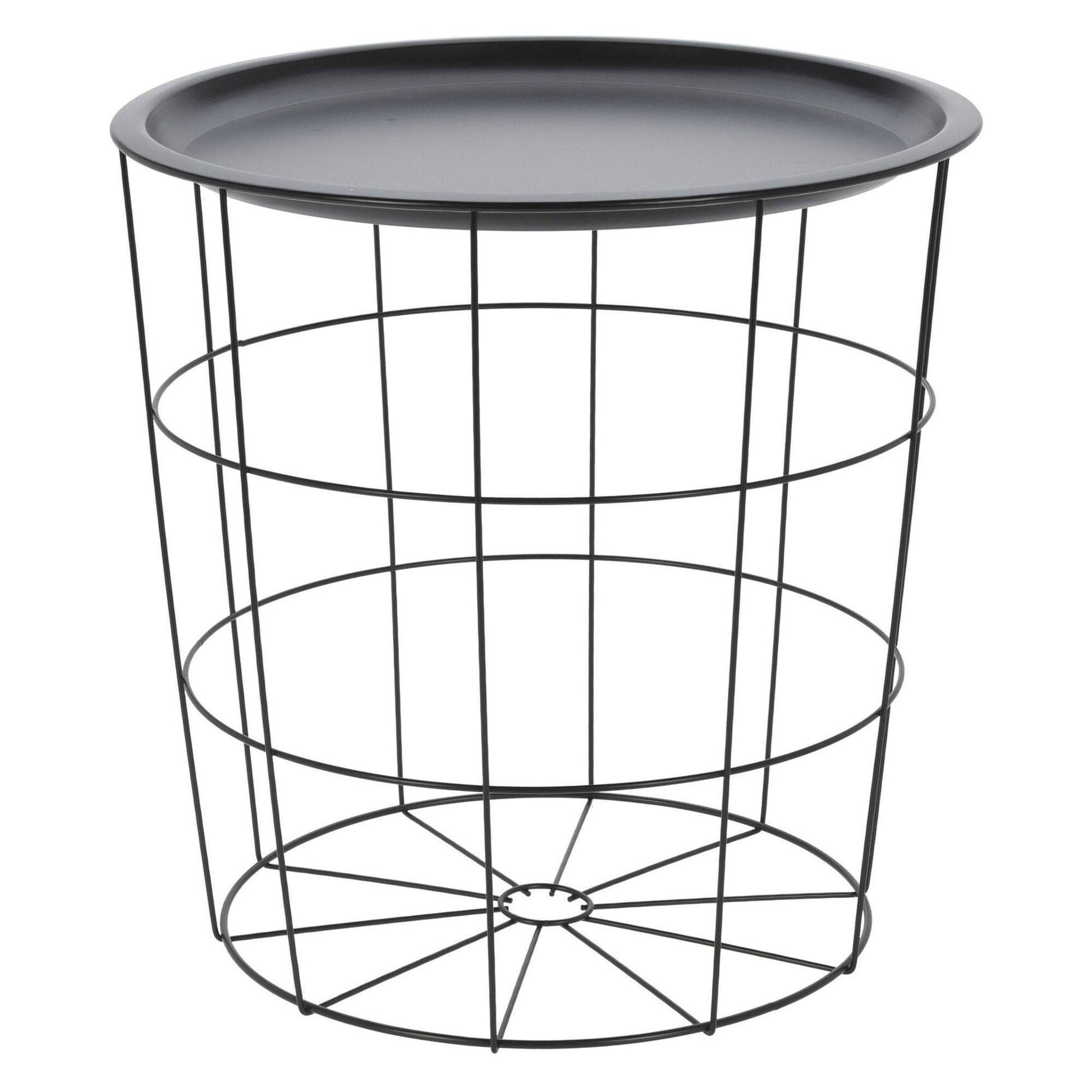 Well Home Mesa Auxiliar En Metal Color Negro Ø40x40cm