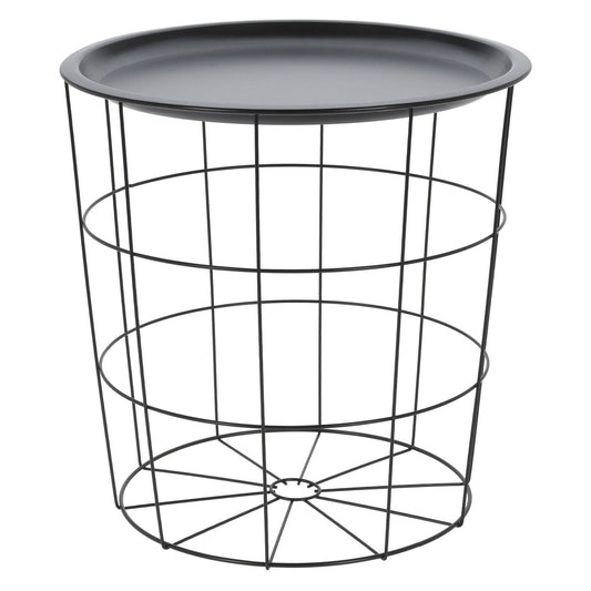 Well Home Mesa Auxiliar En Metal Color Negro Ø40x40cm