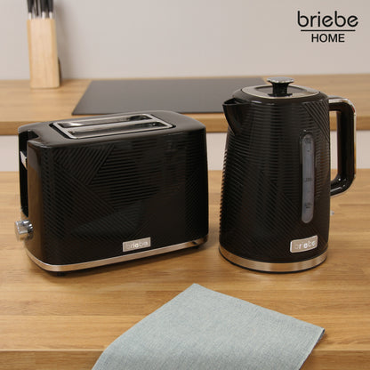 Briebe Elegance Set Tostadora Pan Ranura Ancha 2 Rebanadas + Hervidor Agua Eléctrico 1,7l Inalámbrico, Skt1170blk,negro_1