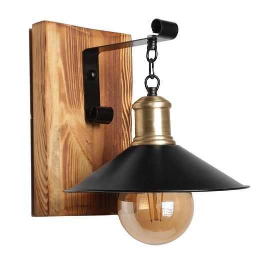 Aplique De Pared, Madera Clara Bisel , Negro
, 15x26x28, Casquillo E 27 Max 60 W