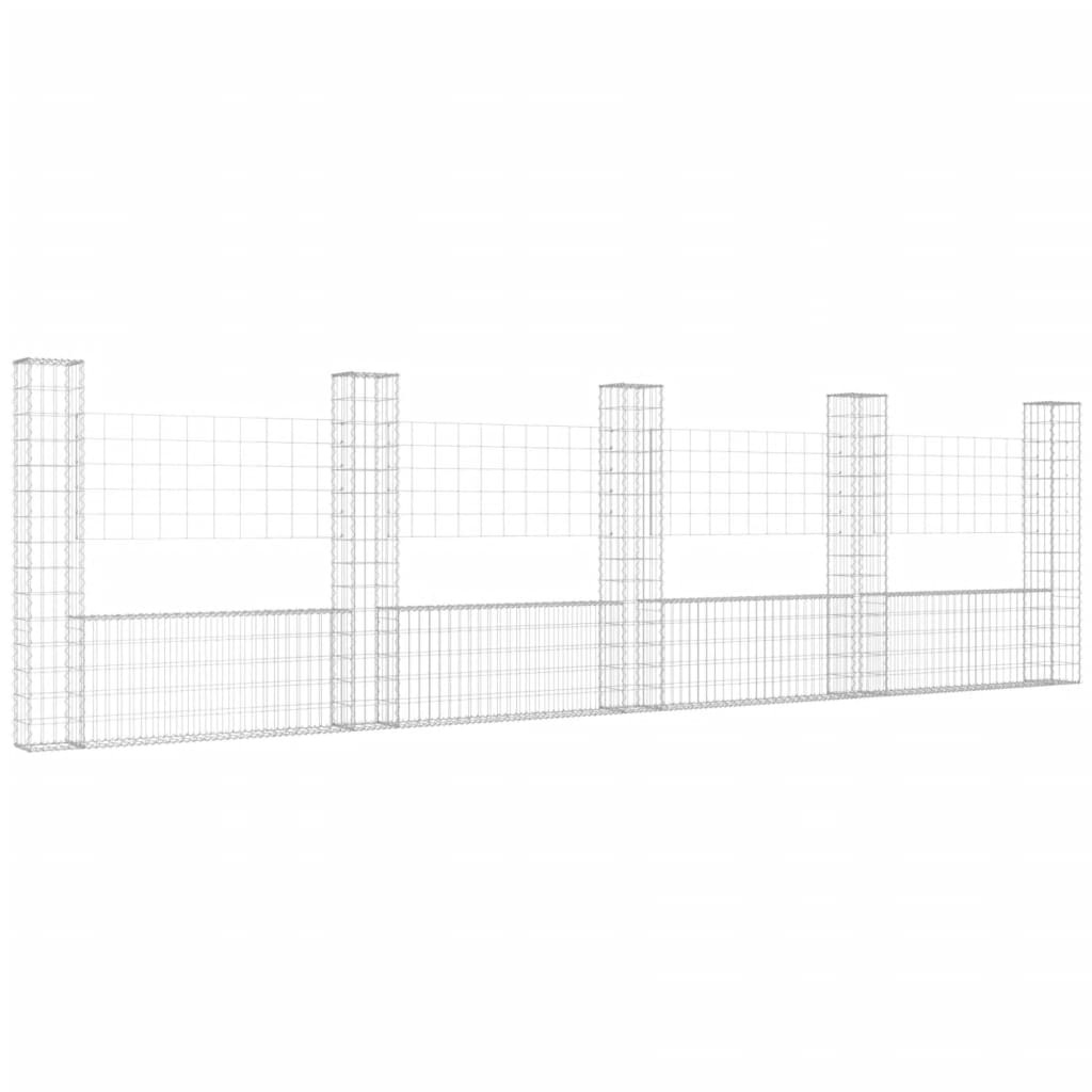 Cesta De Gaviones Forma De U 5 Postes De Hierro 500x20x150 Cm / Vetonek_0