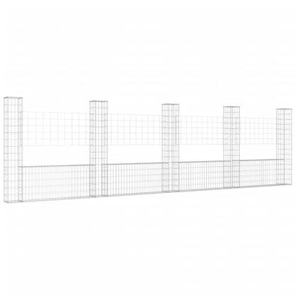 Cesta De Gaviones Forma De U 5 Postes De Hierro 500x20x150 Cm / Vetonek_0