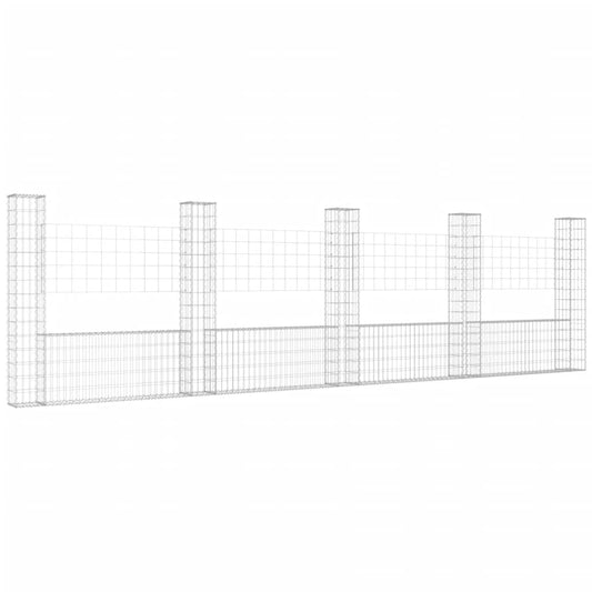 Cesta De Gaviones Forma De U 5 Postes De Hierro 500x20x150 Cm / Vetonek_0