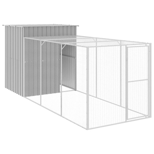 Vidaxl Gallinero Con Corral Acero Galvanizado Gris Claro 165x455x181cm_0