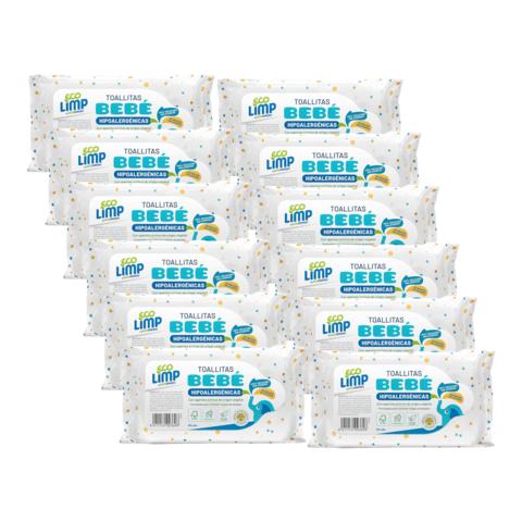 Pack 12x Toallitas Bebé Mimidu ECO 60 Uds
