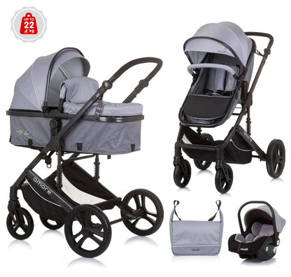 Carrito De Bebé Trío Convertible Amore Hasta 22 Kg Ash Grey_0