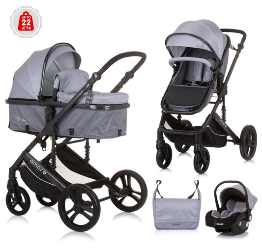 Carrito De Bebé Trío Convertible Amore Hasta 22 Kg Ash Grey_0