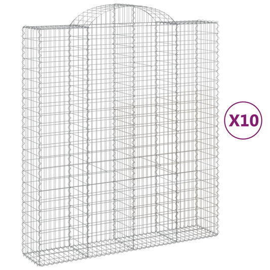 Cestas De Gaviones 10 Uds Forma De Arco Hierro 200x50x220/240cm_0