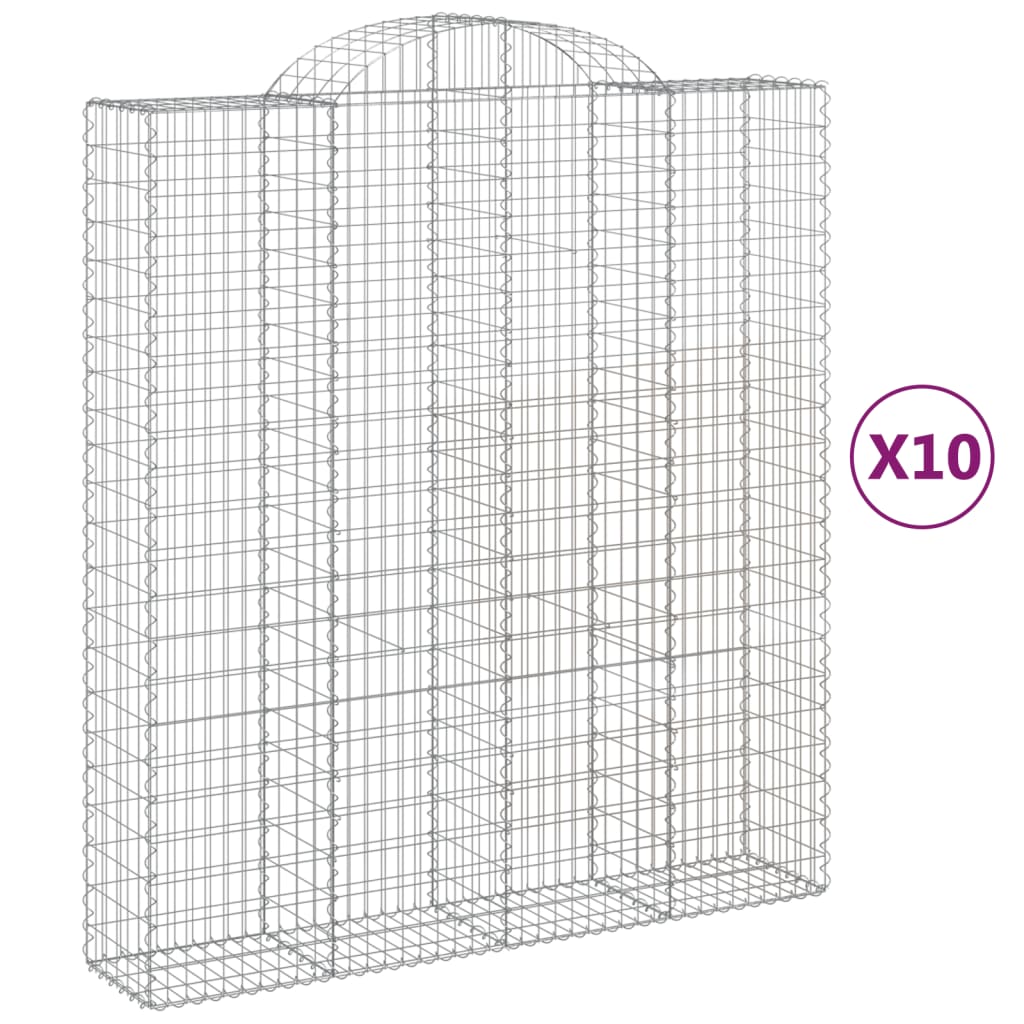 Cestas De Gaviones 10 Uds Forma De Arco Hierro 200x50x220/240cm_0
