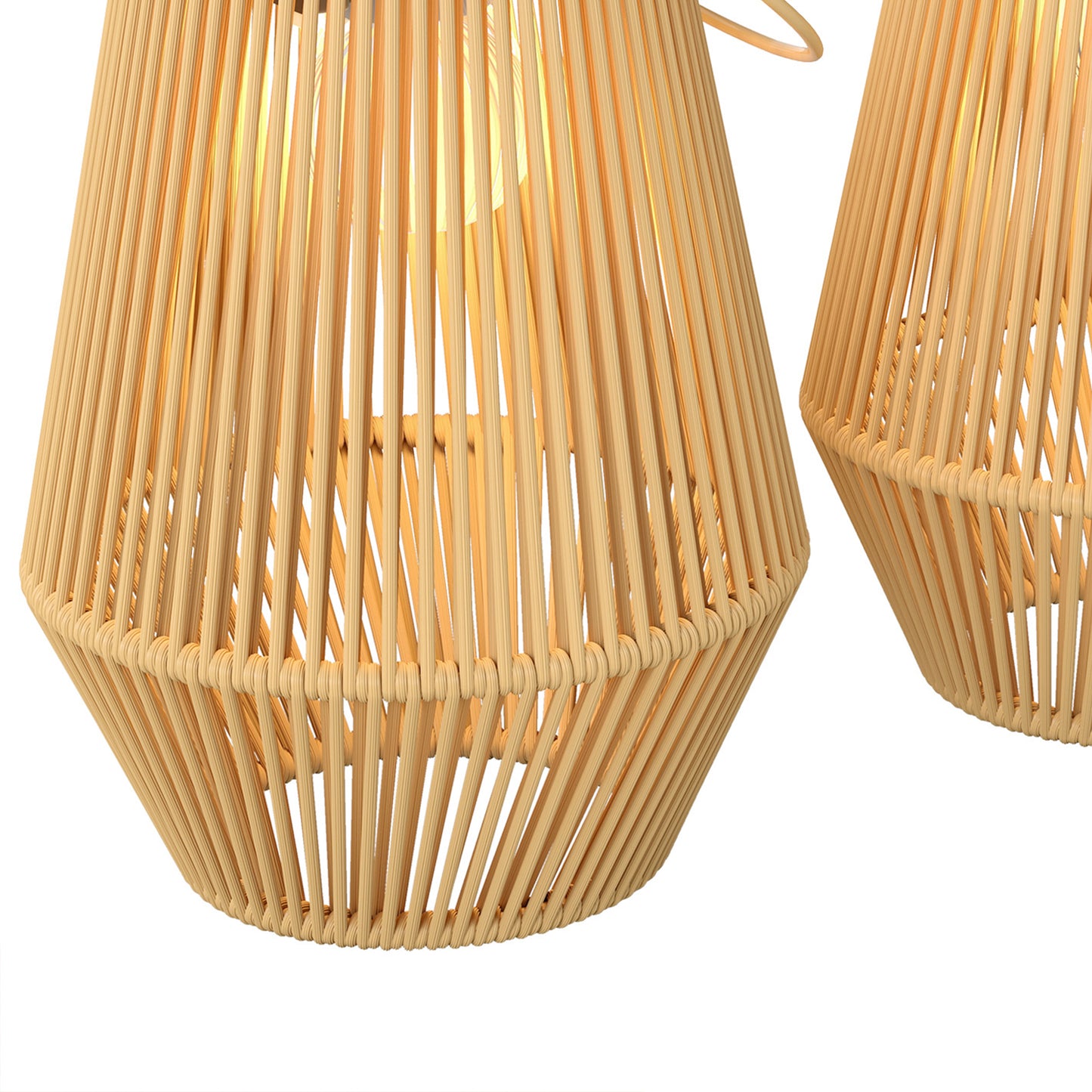 Outsunny Set De 2 Farolas Solares Exterior De Ratán Colgantes Ip44 Marrón_3