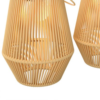 Outsunny Set De 2 Farolas Solares Exterior De Ratán Colgantes Ip44 Marrón_3