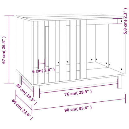Vidaxl Caseta Para Perros Madera Maciza De Pino Blanco 90x60x67 Cm_2