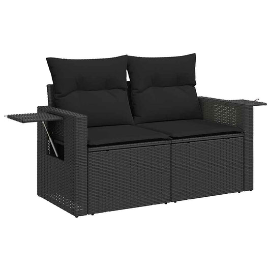 Set De Sofás De Jardín 7 Pzas Con Cojines Ratán Sintético Negro / Vetonek_0