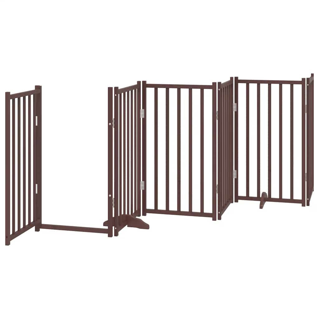 Vidaxl Puerta De Perros Plegable 9 Paneles Madera Álamo Marrón 450 Cm_3