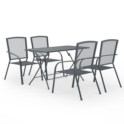 Vidaxl Juego Muebles De Comedor De Jardín De 5 Piezas Acero Antracita_0