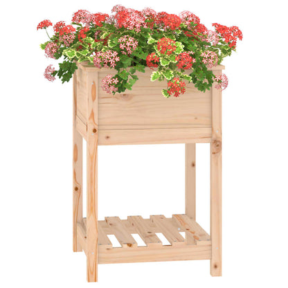 Jardinera Con Estante De Madera Maciza De Pino 54x54x81 Cm_3