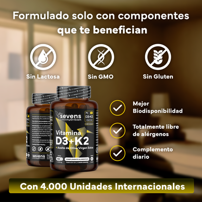 Vitamina D3 + K2 Sevens Nutrition. Salud Ósea._3