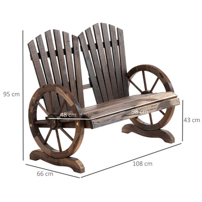 Outsunny Banco De Madera Con Apoyabrazos En Forma De Rueda 108x66x95 Cm Marrón_2