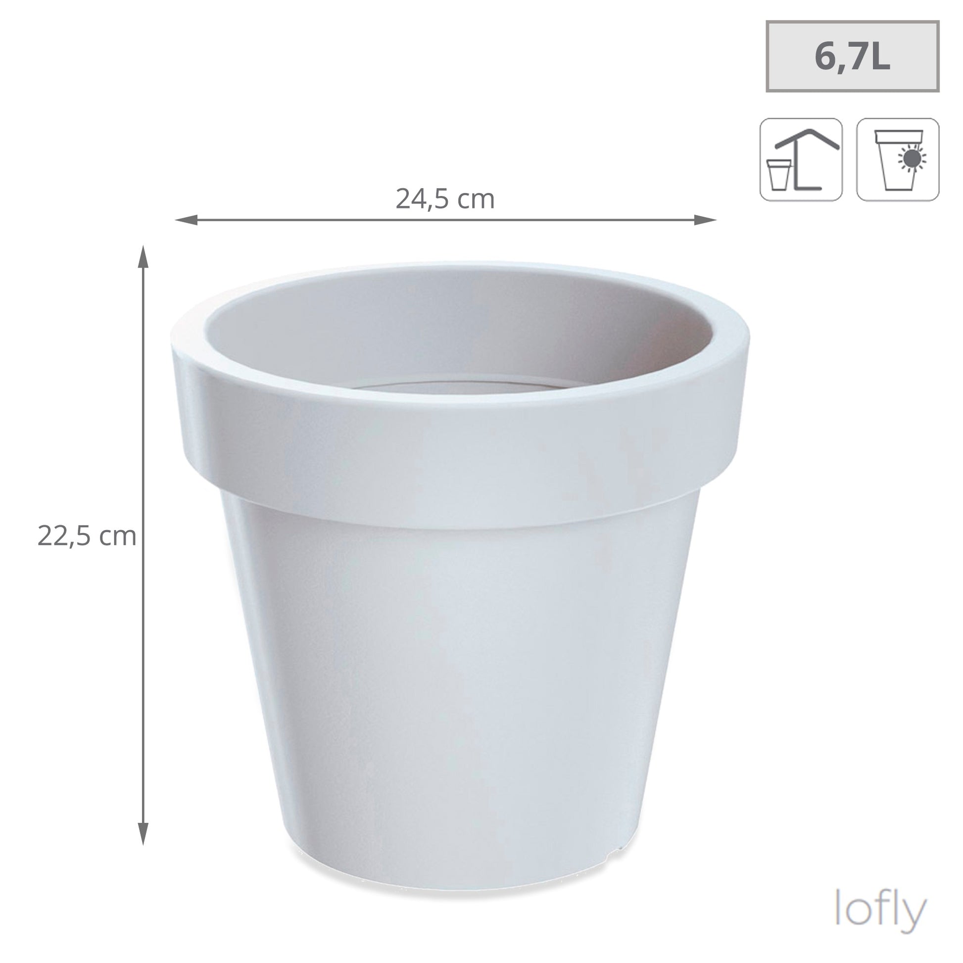 Maceta De Plastico Lofly En Color Blanco 24,5 (largo) X 24,5 (ancho) X 22,5 (alto) Cm_1