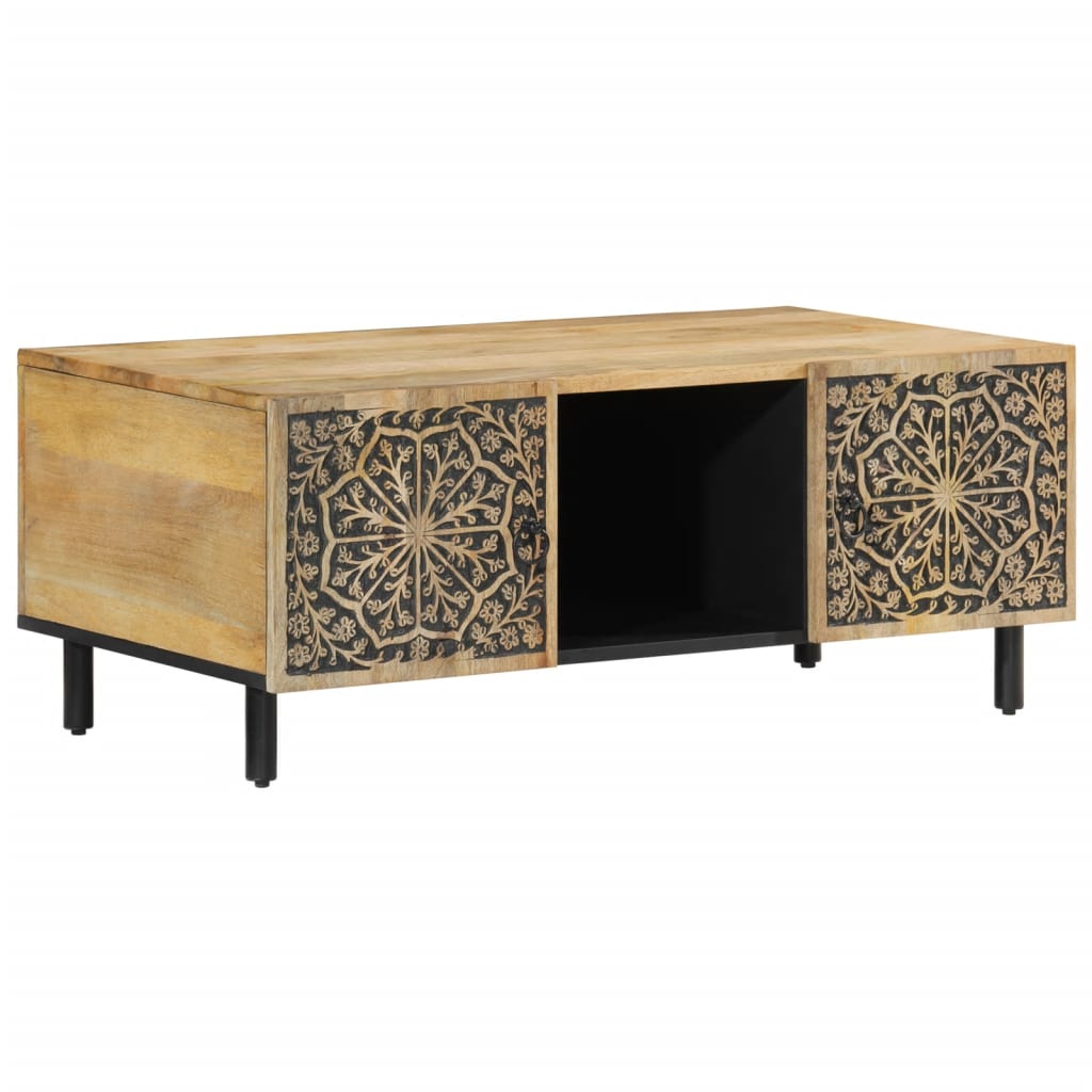 Mesa De Centro De Madera Maciza Mango 100x54x40 Cm_0