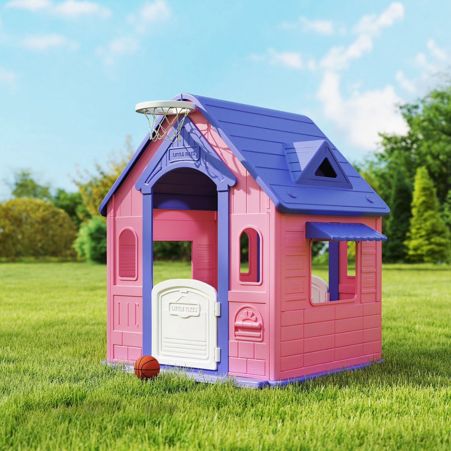 Aiyaplay Casita Infantil Exterior E Interior 3 En 1 Rosa Y Morado_1