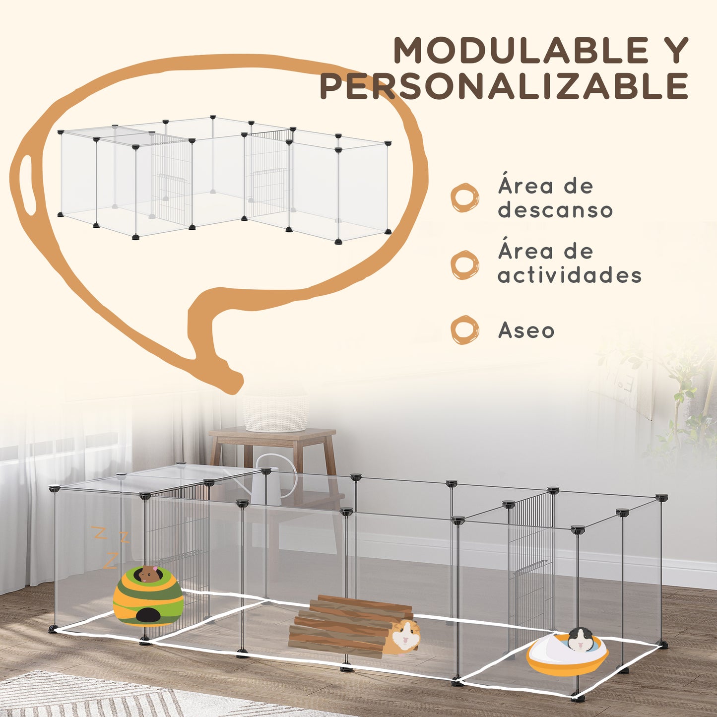 Pawhut Valla Para Mascotas Diy Con 20 Paneles De Resina 175x70x45 Cm Blanco_4