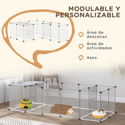 Pawhut Valla Para Mascotas Diy Con 20 Paneles De Resina 175x70x45 Cm Blanco_4