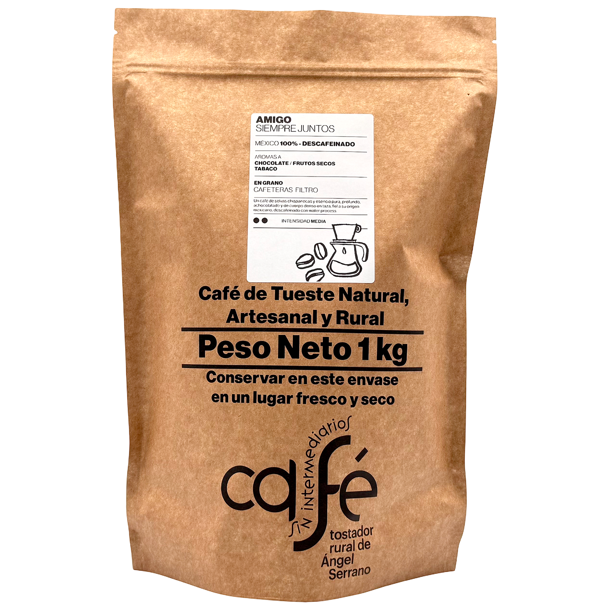 Cafe Sin Intermediarios Café Descafeinado Amigo En Grano Para Filtro 1 Kg_0