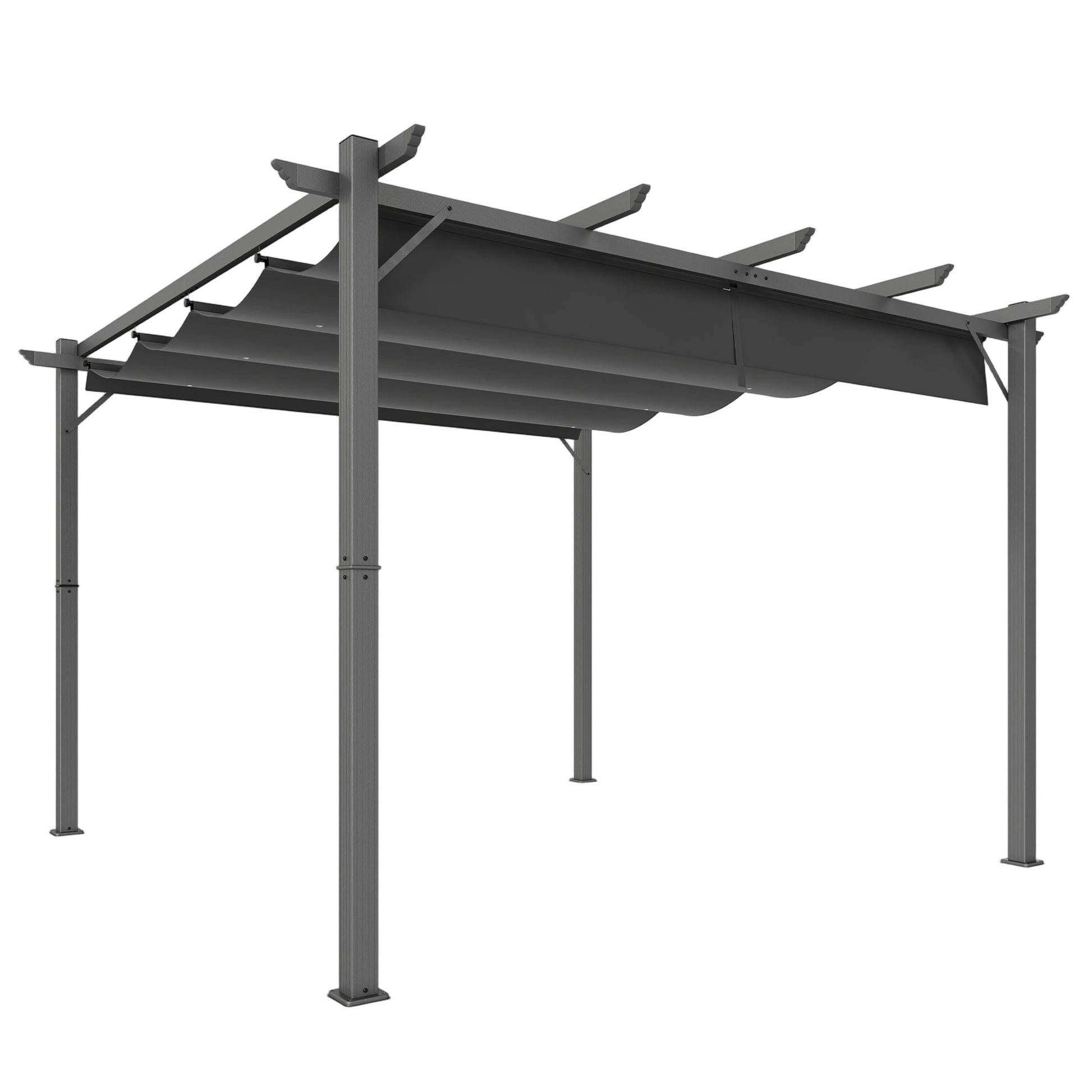 Outsunny Pérgola De Jardín 3x3 M Con Techo Retráctil Upf30+ Marco De Aluminio_0