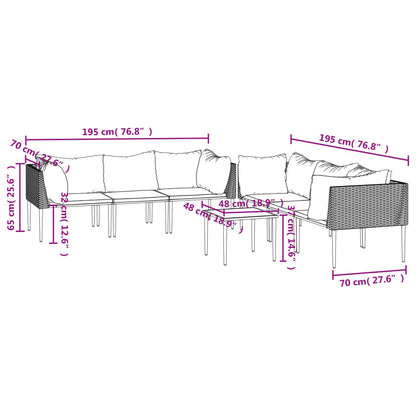 Vidaxl Set De Muebles De Jardín 7 Pzas Y Cojines Ratán Sintético Gris_2