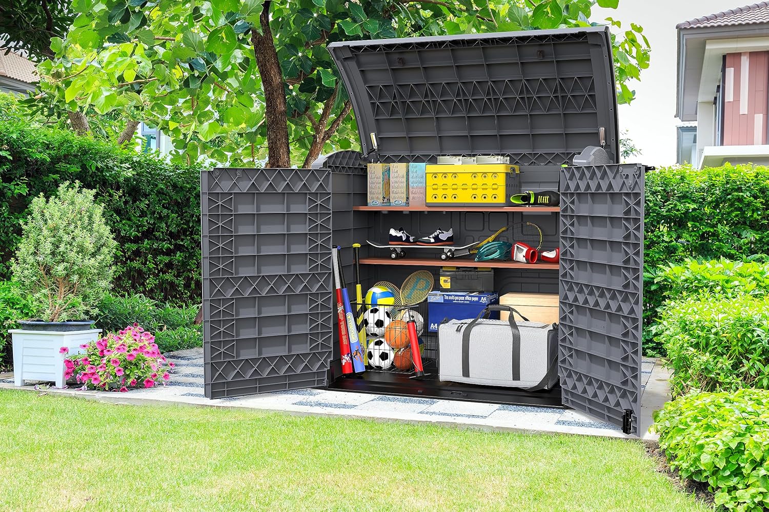 Duramax - Arcón Cubre Cubos Exterior - 1200 L - Pvc - Color Gris Antracita -  -_2