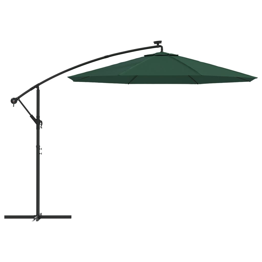 Vidaxl Sombrilla Colgante Con Luces Led Y Palo De Metal Verde 300 Cm_3