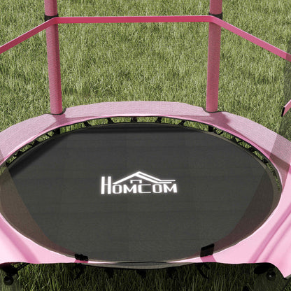 Homcom Cama Elástica Infantil Ø140 Cm Con Red De Seguridad Rosa Y Negro_3