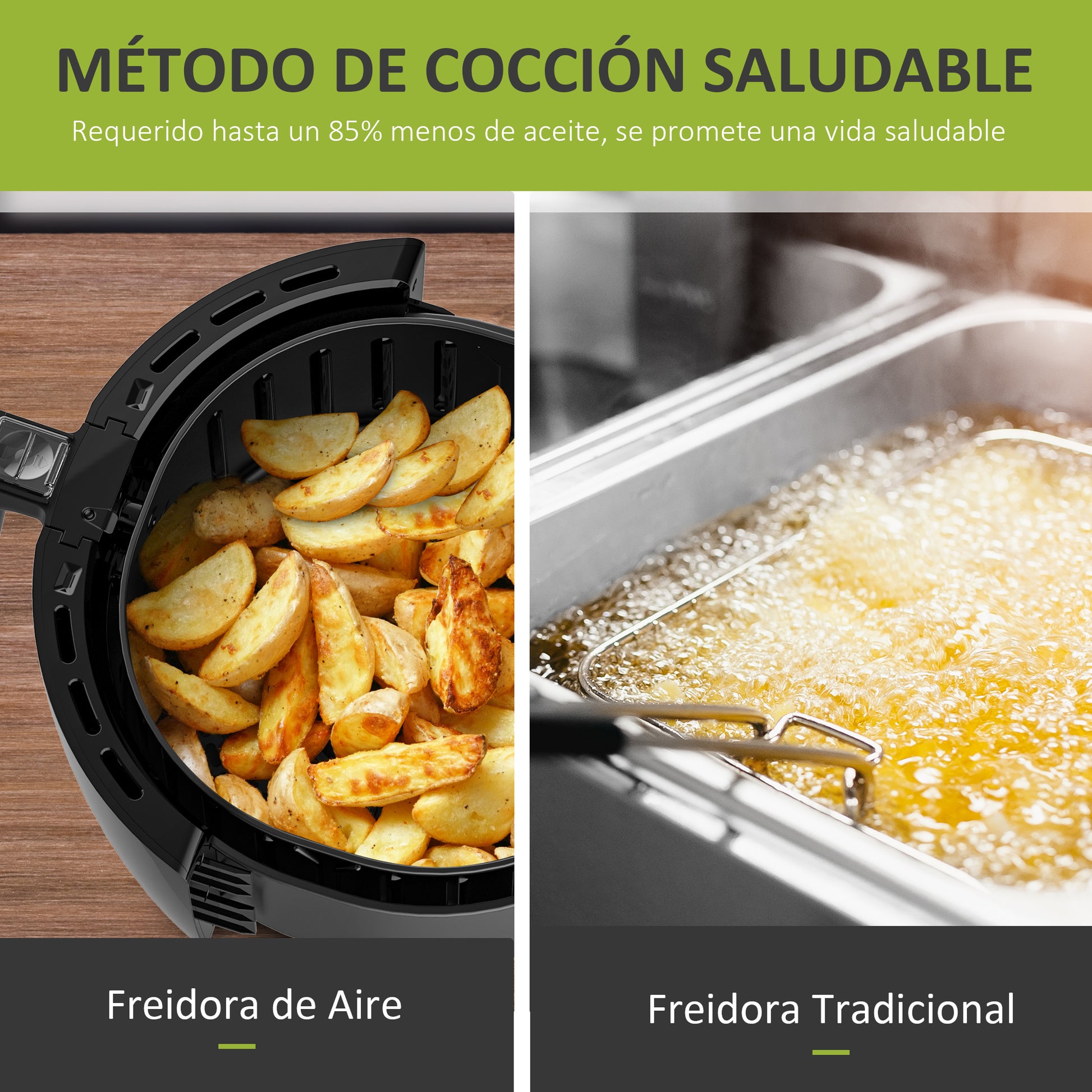 Homcom Freidora De Aire 5.5l 1500w Con Pantalla Led Y 8 Programas Homcom_5
