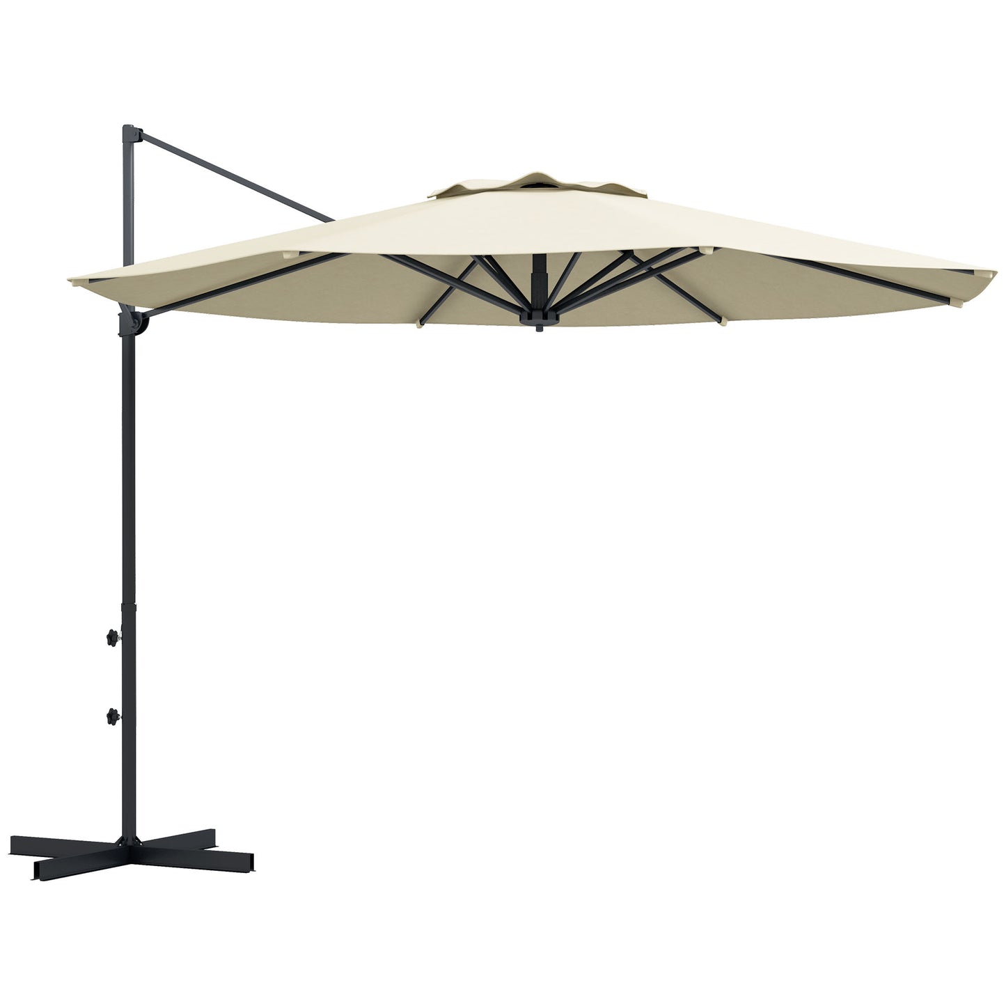 Outsunny Sombrilla De Jardín Ø294x242 Cm Con Altura Ajustable Crema_0