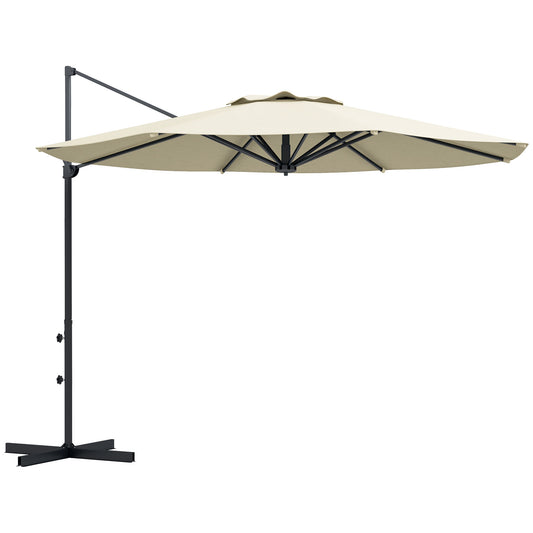 Outsunny Sombrilla De Jardín Ø294x242 Cm Con Altura Ajustable Crema_0