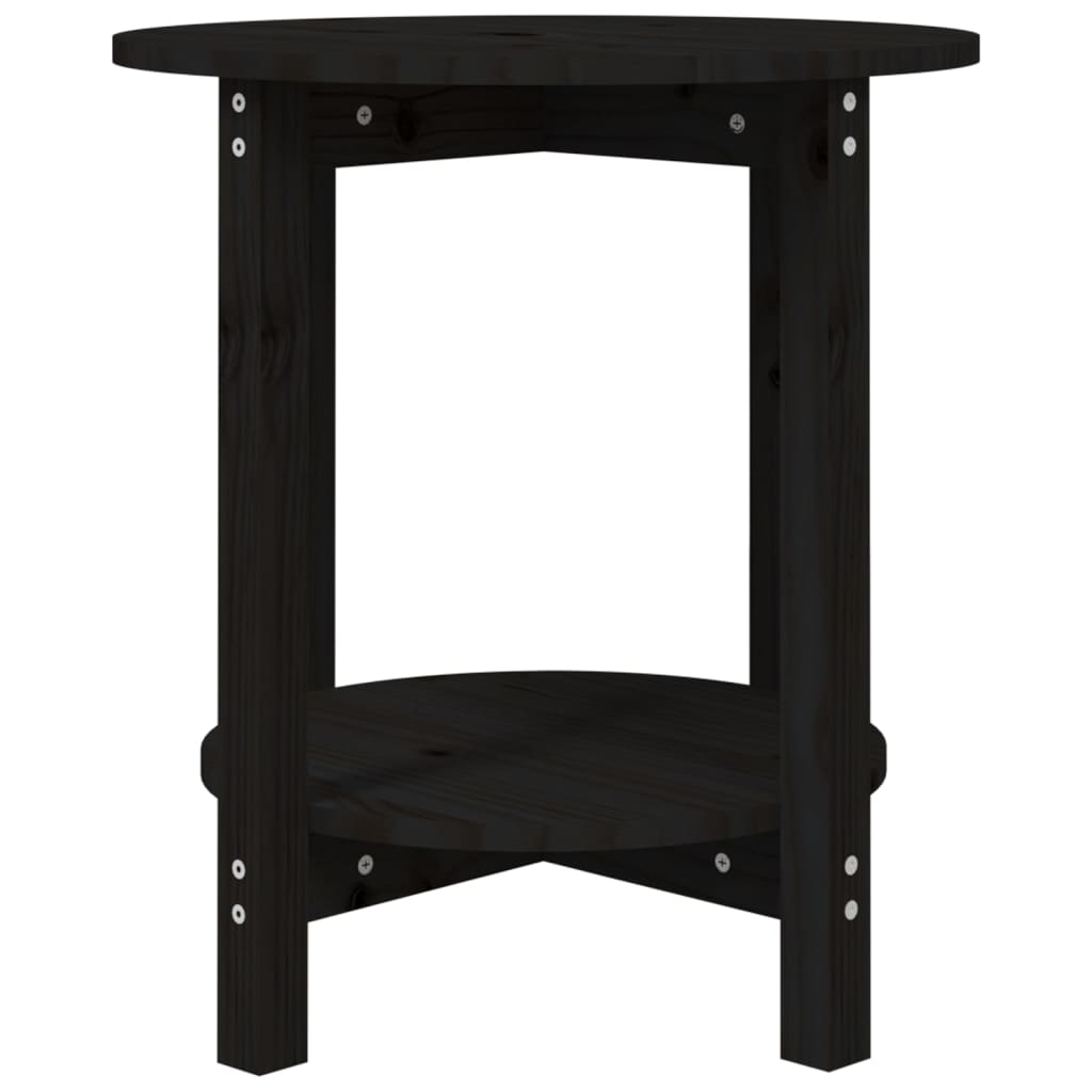 Mesa De Centro De Madera Maciza De Pino Negro Ø55x60 Cm_3