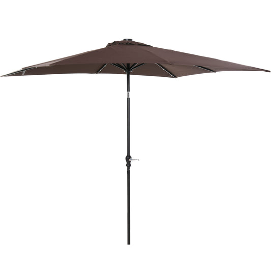 Outsunny Sombrilla De Jardín 2,7x2x2,5 M Con Techo Inclinable Luces Led Marrón_0