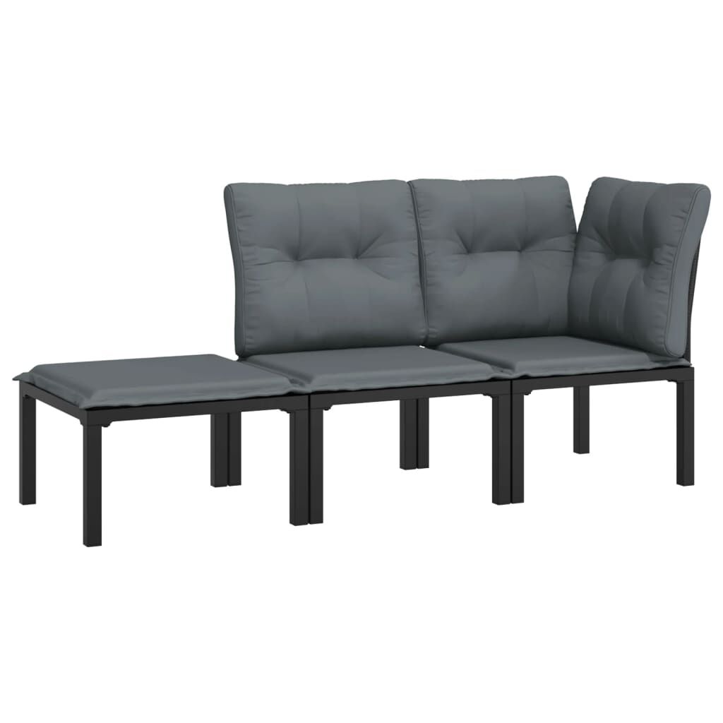 Vidaxl Juego De Muebles Jardín 3 Pzas Ratán Sintético Negro Y Gris_0