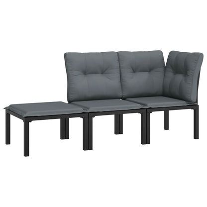 Vidaxl Juego De Muebles Jardín 3 Pzas Ratán Sintético Negro Y Gris_0
