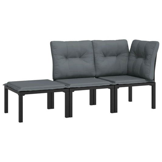 Vidaxl Juego De Muebles Jardín 3 Pzas Ratán Sintético Negro Y Gris_0